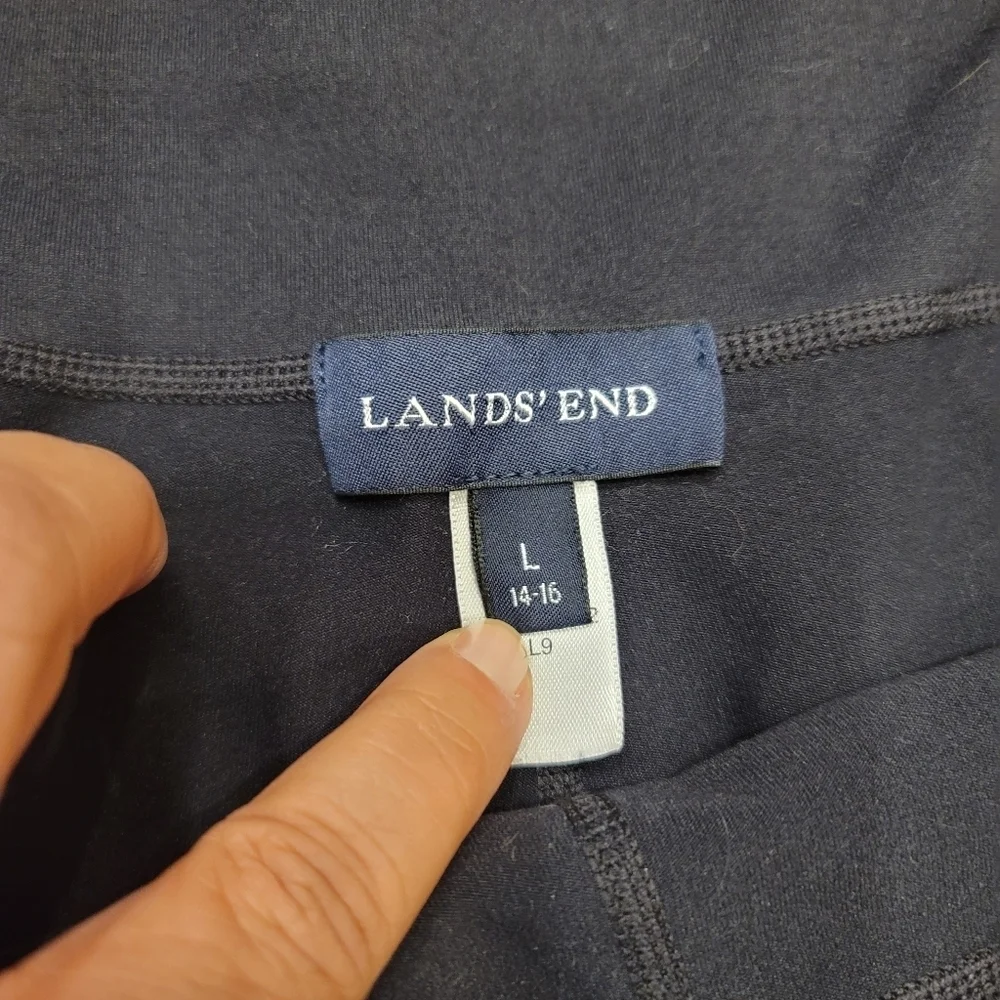 Lands' End Colorblock Blue Gray Pink Leggings - L